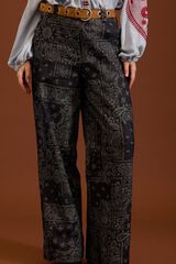 Meisie Jeans com estampado de caxemira Azul