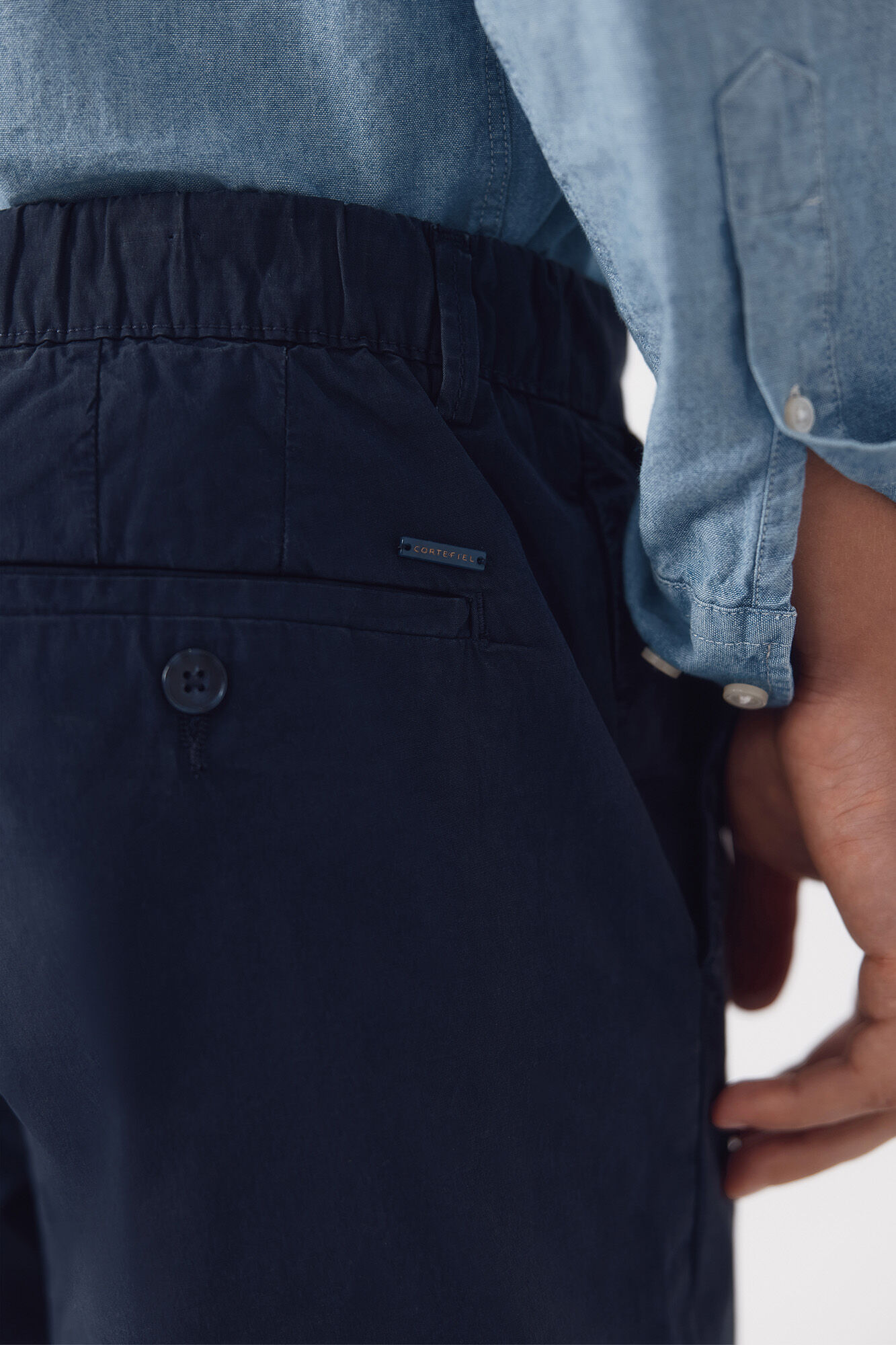 Cortefiel Poplin jogger with regular elastic Navy