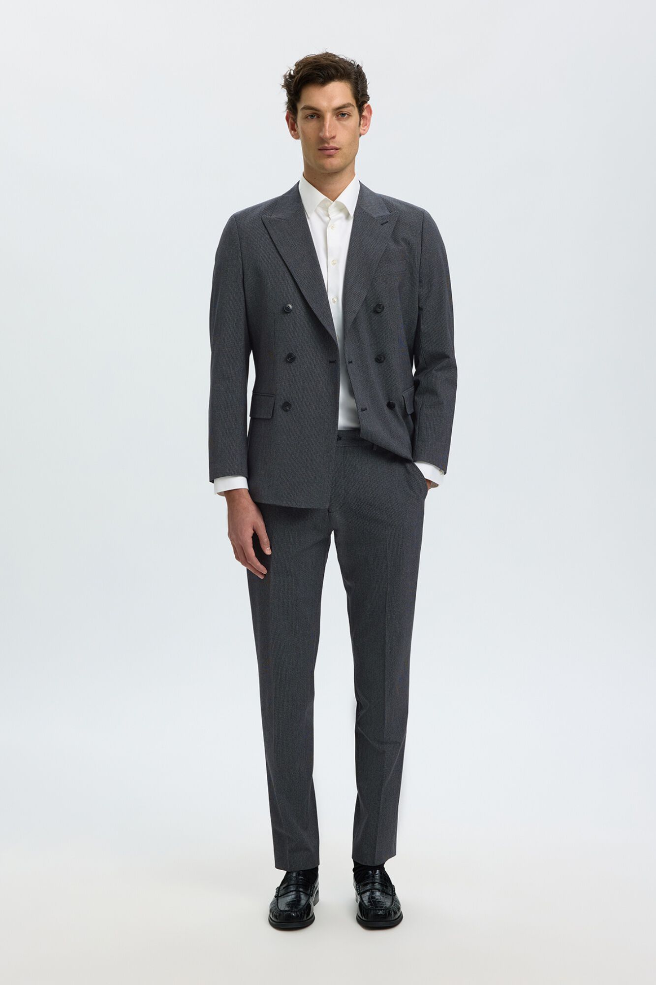 Selected Cal&ccedil;a de fato Slim Fit Cinzento