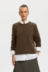 Selected Camisola com l&atilde; e alpaca Castanho