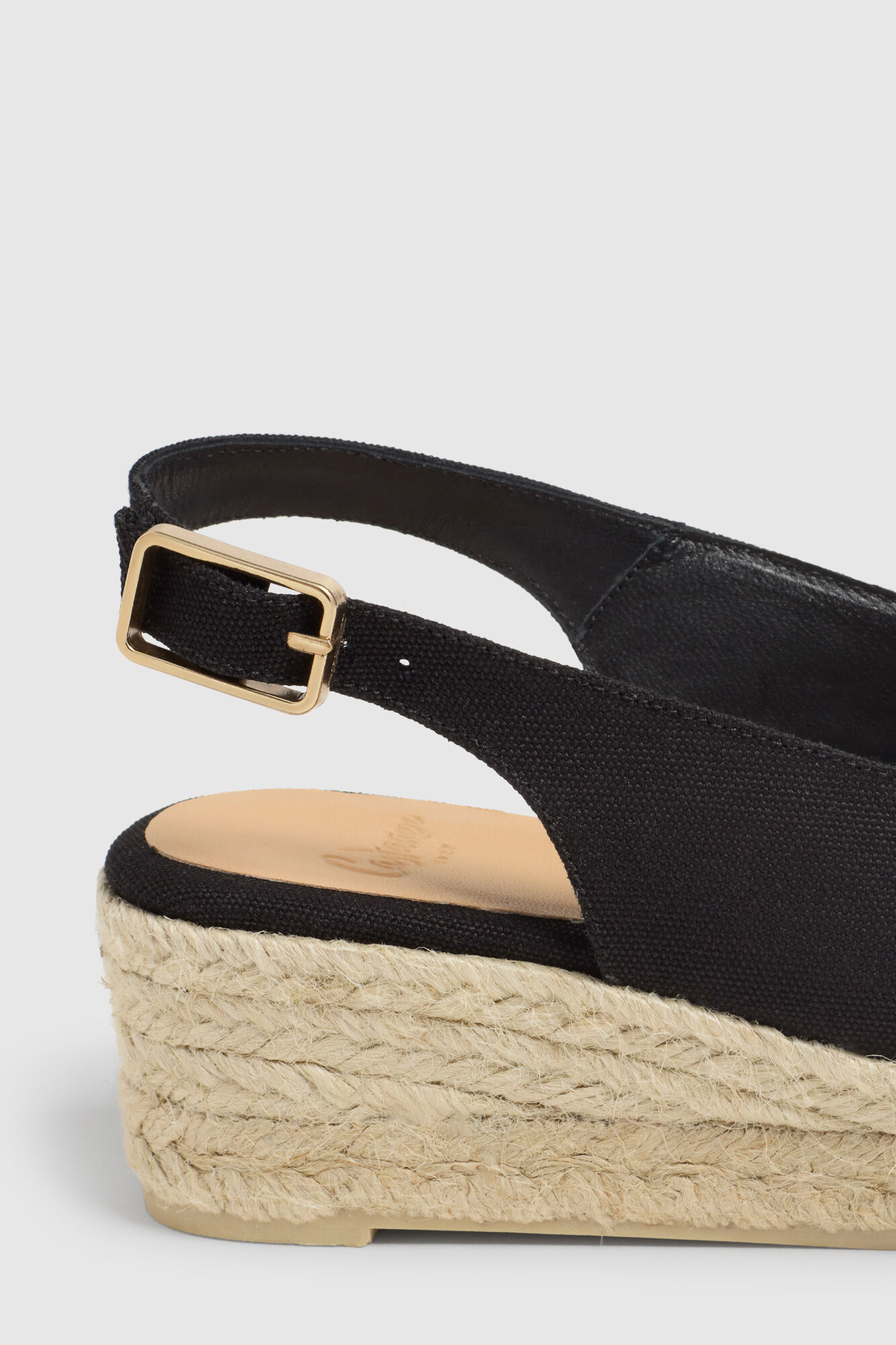 Casta&ntilde;er Natural jute wedge espadrille Black