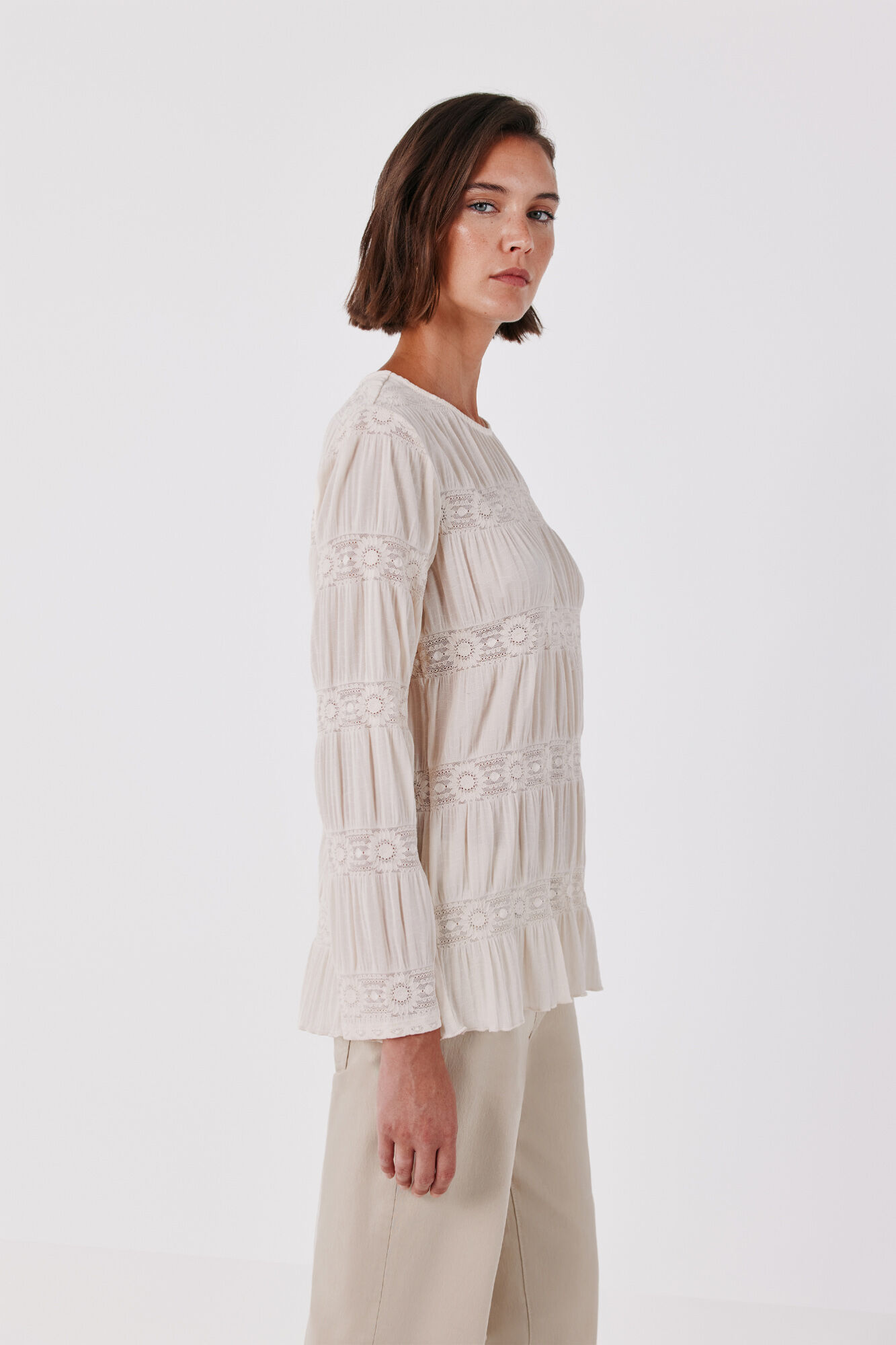 Cortefiel T-shirt fluida floral Ecru
