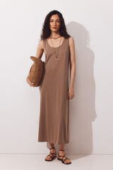 Cortefiel Strappy jersey-knit dress Beige