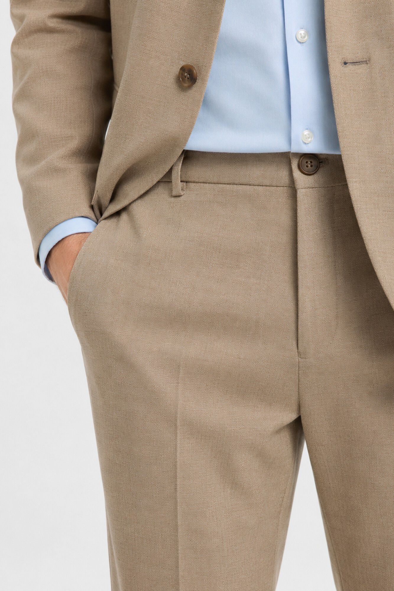Selected Cal&ccedil;as de fato Slim Fit Castanho