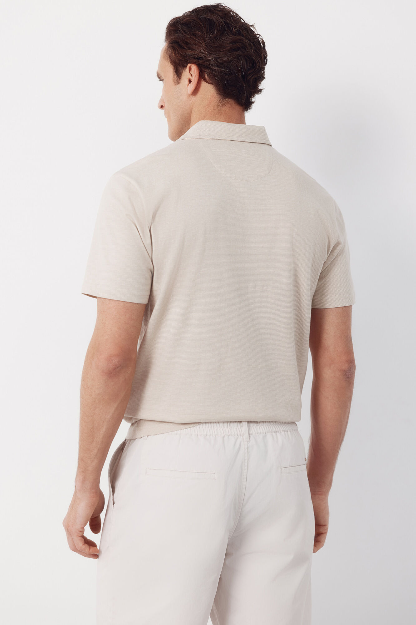 Cortefiel Striped polo shirt with pocket Beige
