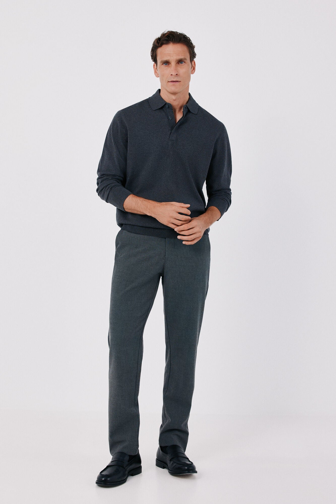 Cortefiel Basic fine knit polo neck jumper