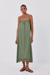 Cortefiel Satin-finish lingerie dress Green