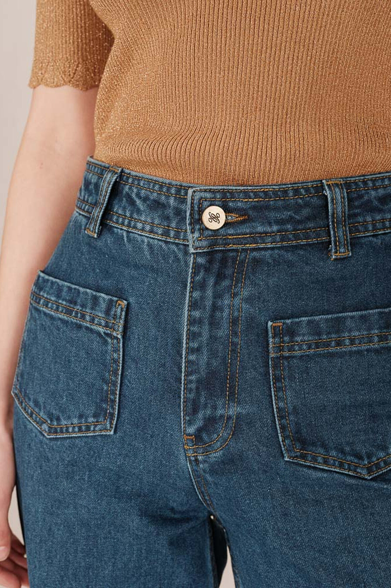 Grace & Mila Cal&ccedil;as denim de cintura alta Azul