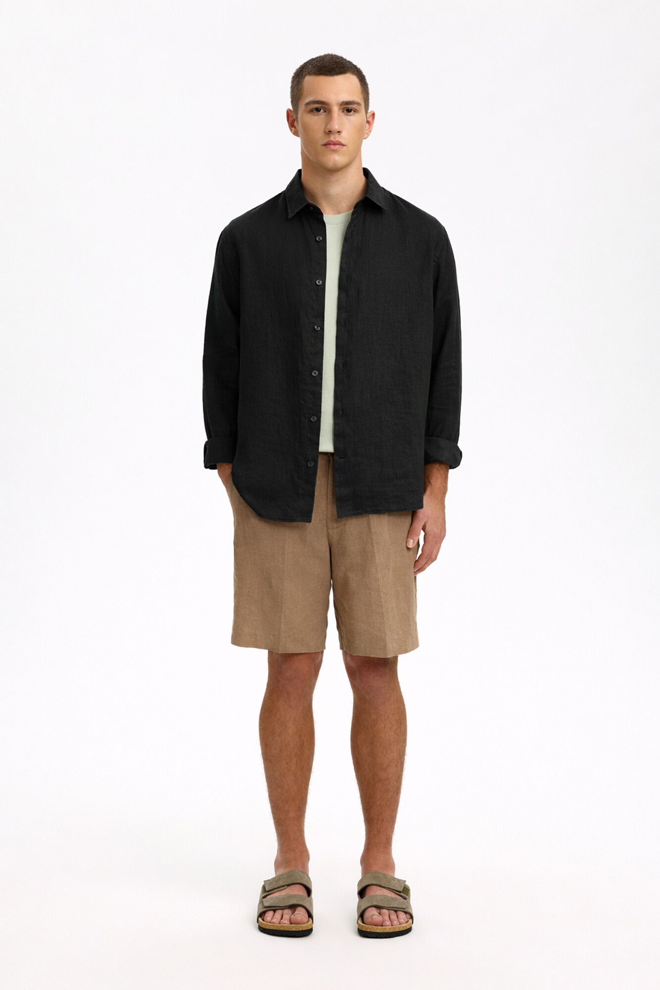 Selected Linen long sleeve shirt Black