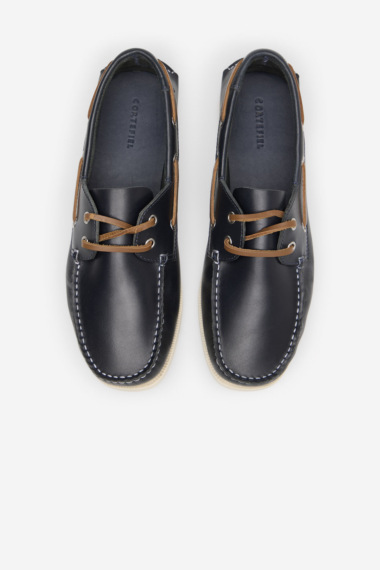 Cortefiel Sapato n&aacute;utico de pele Azul