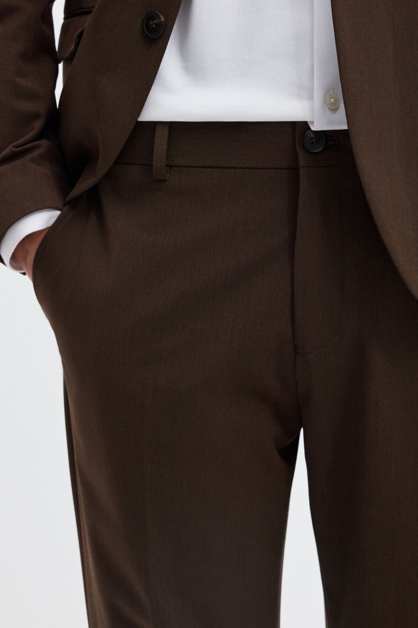 Selected Cal&ccedil;a de fato Slim Fit Castanho