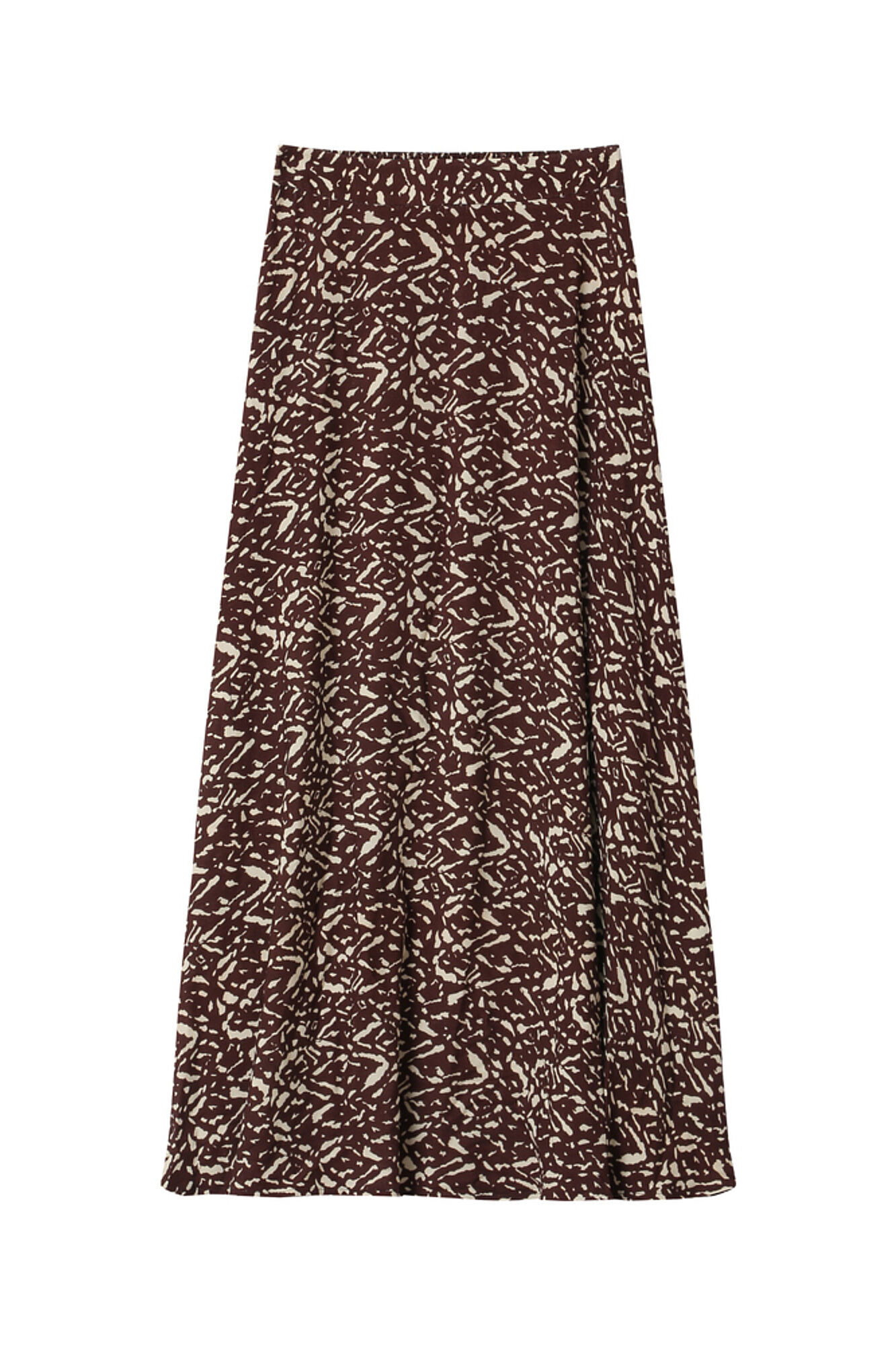 Grace & Mila Long flowing printed skirt with graphic motif Printed brown