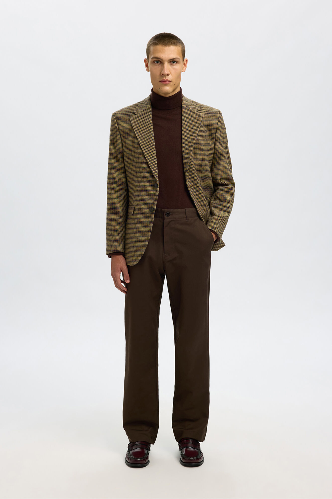 Selected Blazer de l&atilde; de corte regular Castanho