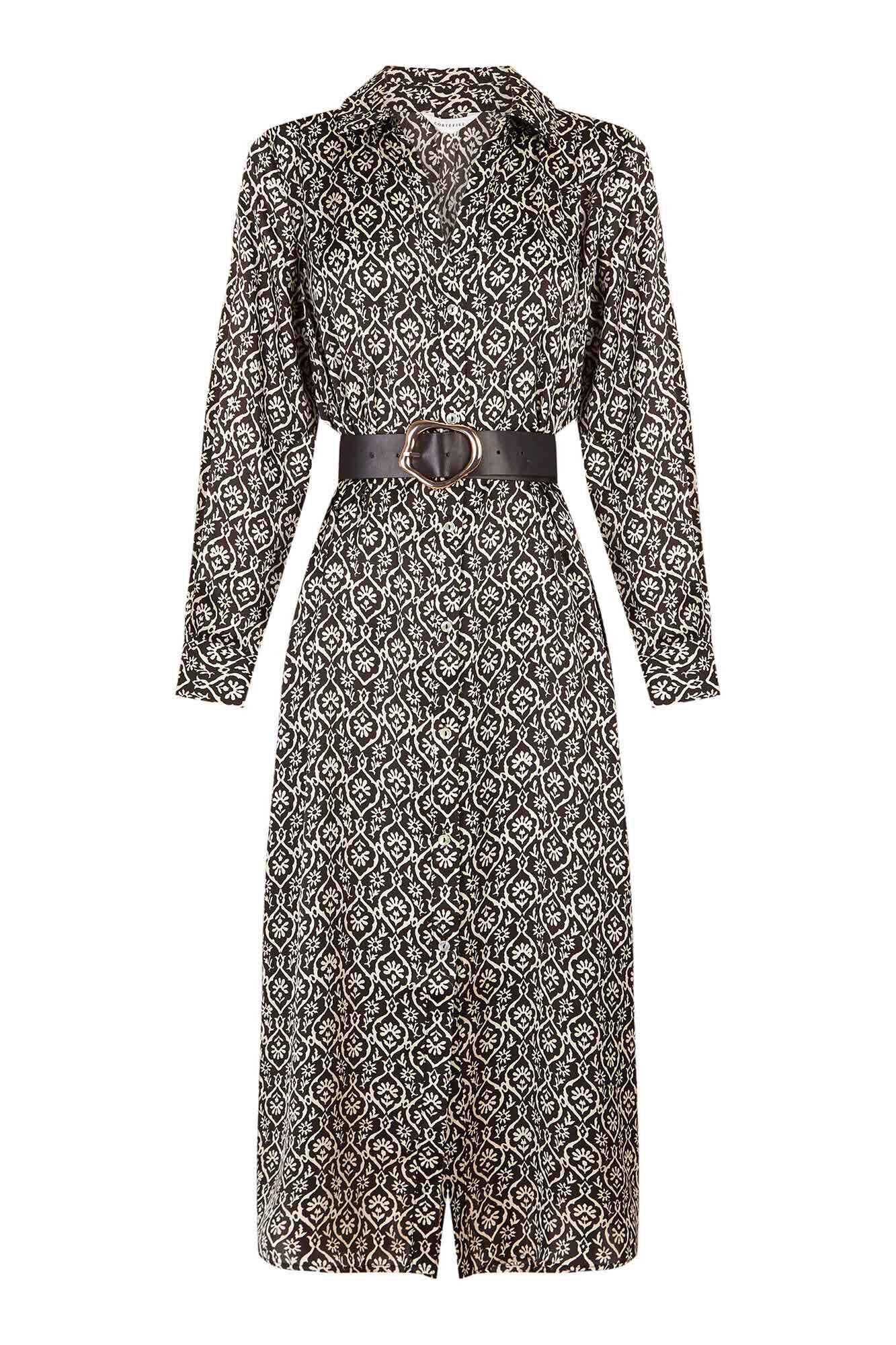 Cortefiel Satin shirt dress Printed grey