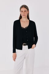 Cortefiel Lace detail double cardigan Black