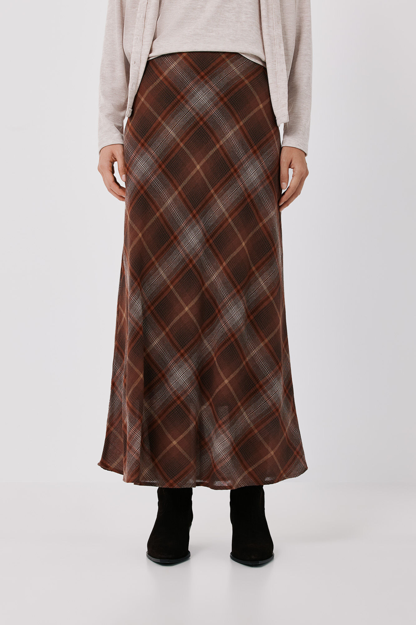 Cortefiel Plaid midi skirt