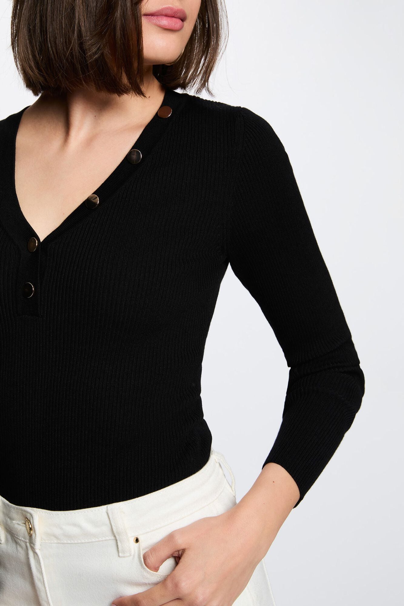 Morgan Camisola justa com decote em V Preto