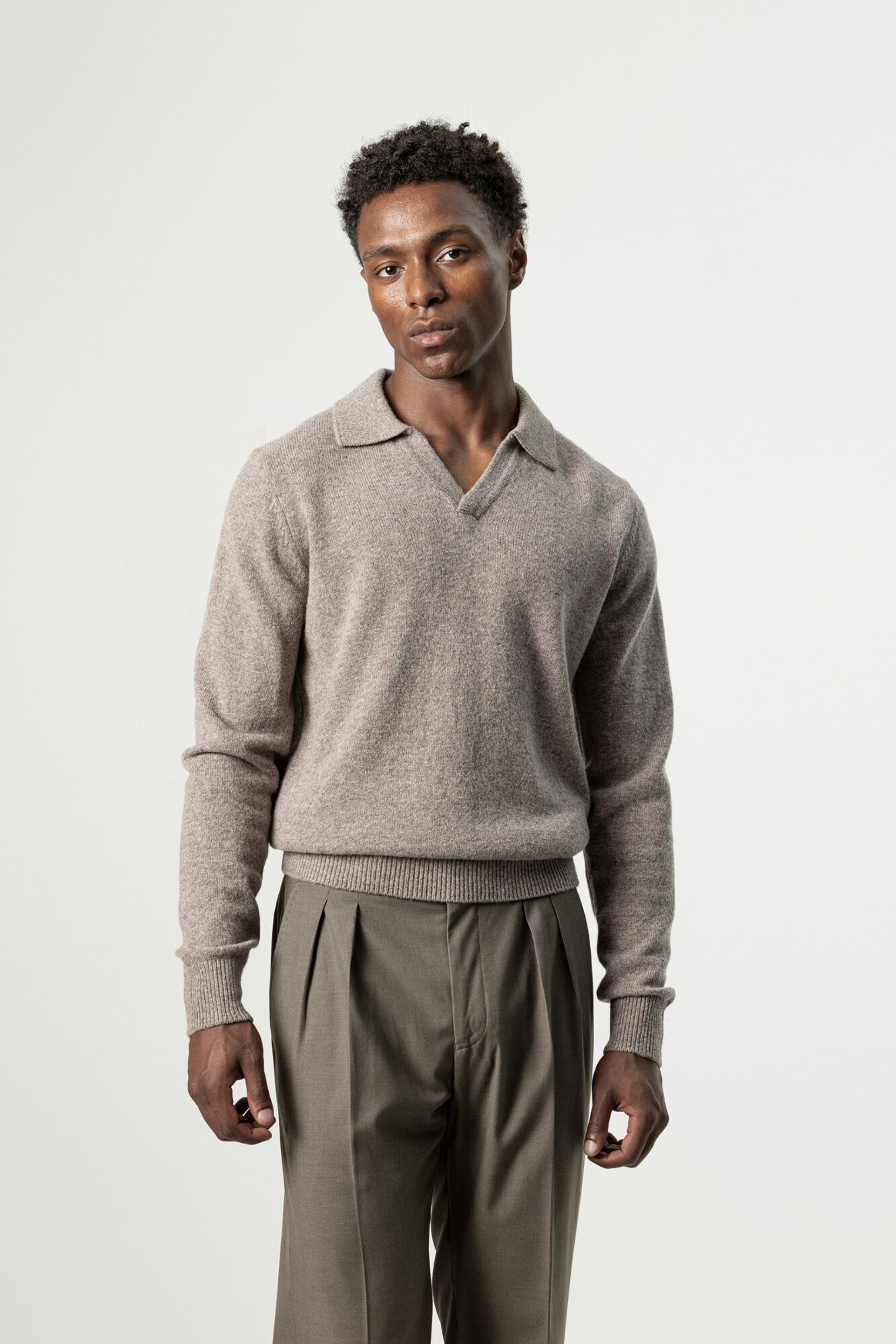 PuroEGO Camisola de l&atilde; com gola polo