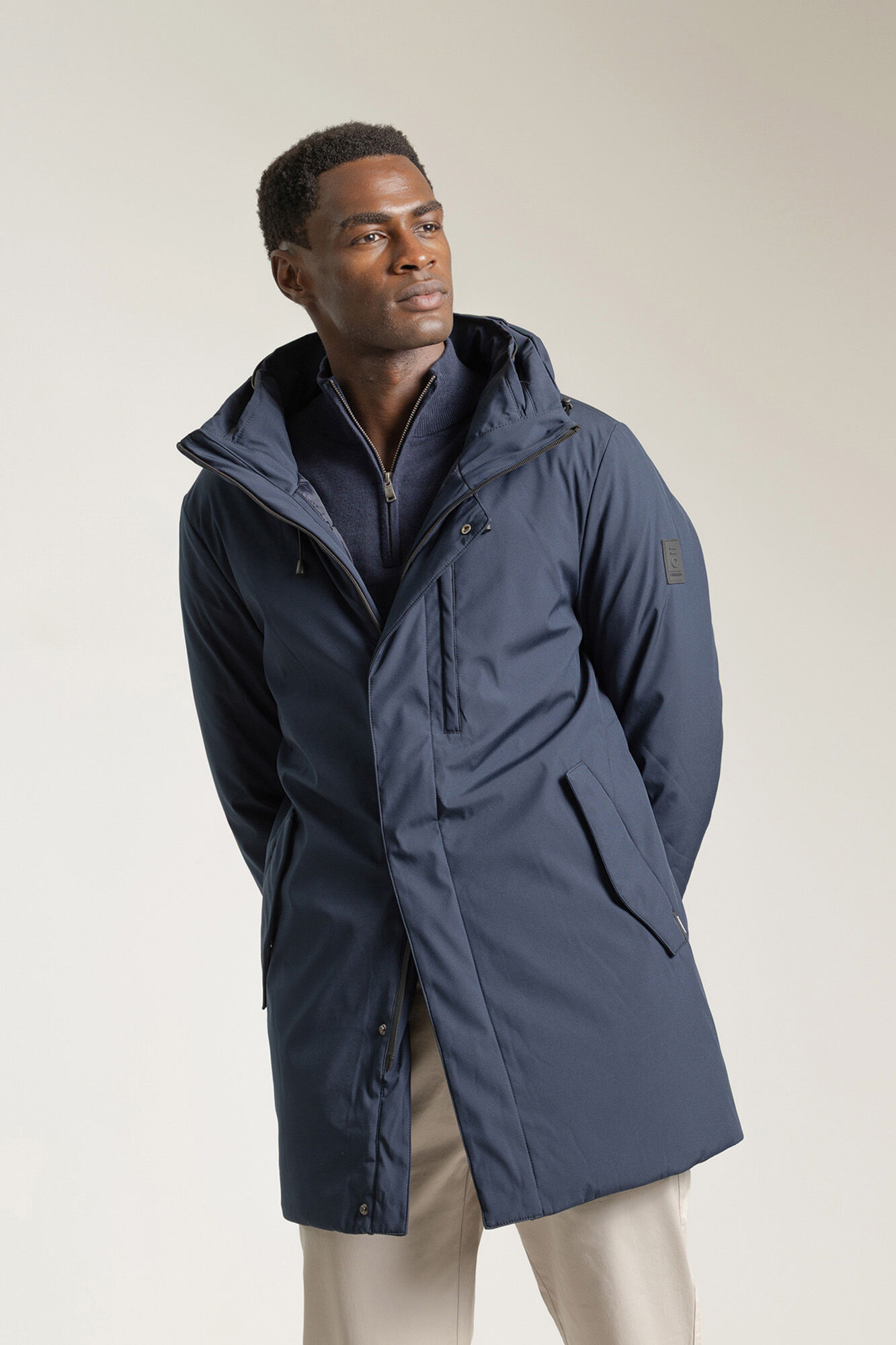 PuroEGO Technical parka with sand hood Navy