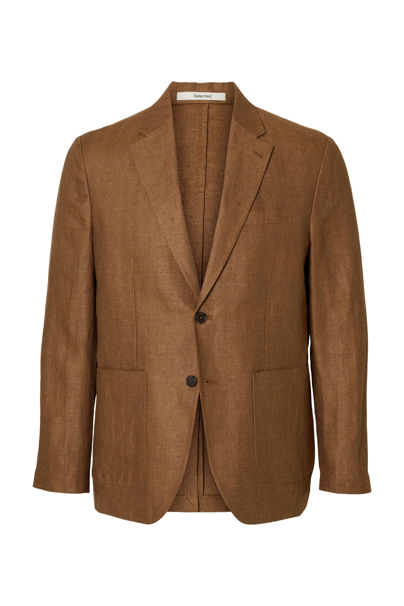 Selected Blazer de linho com lapela Castanho