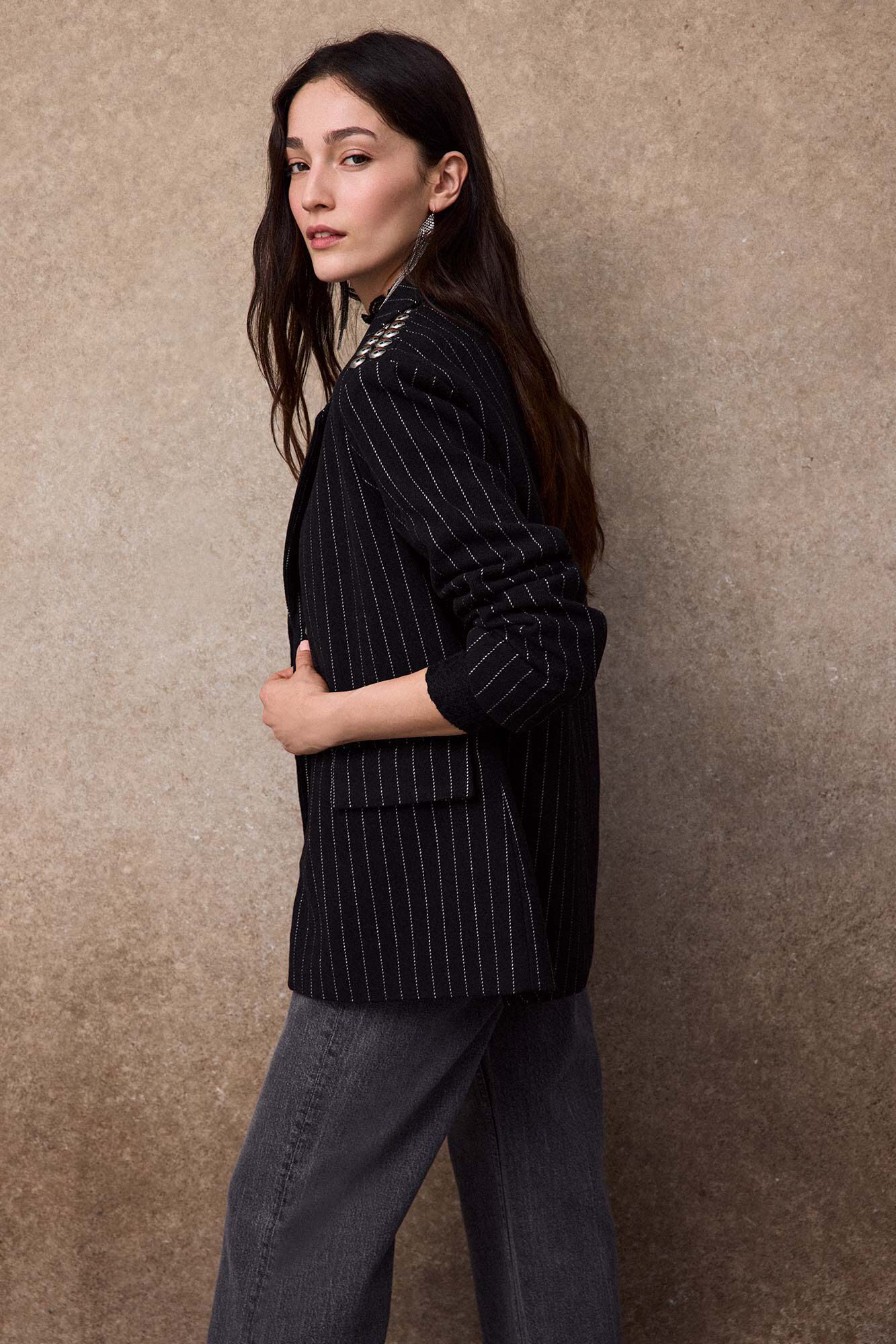 Slowlove Blazer com tachas Cinzento