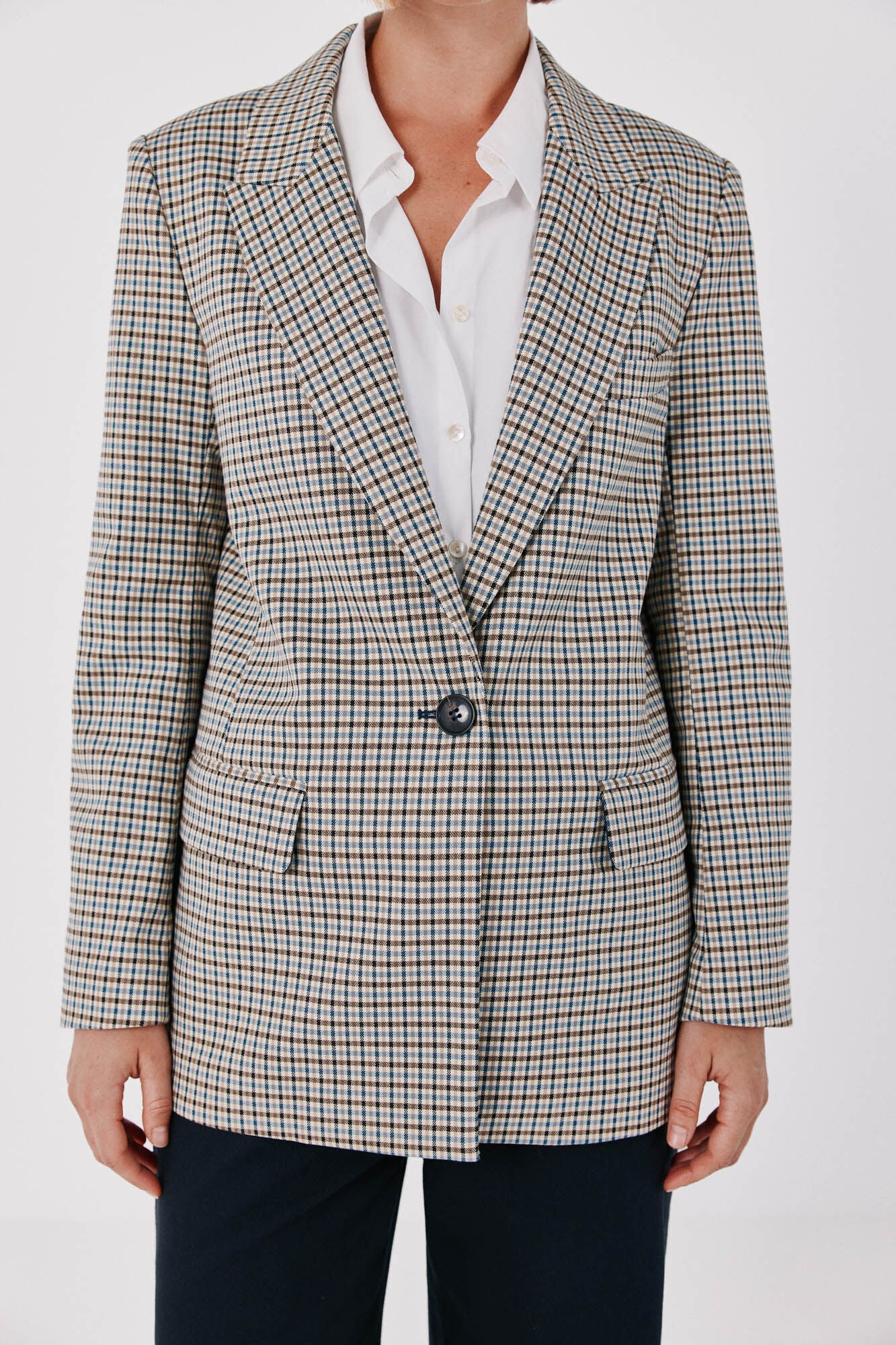 Cortefiel Checked fabric women's blazer Printed blue