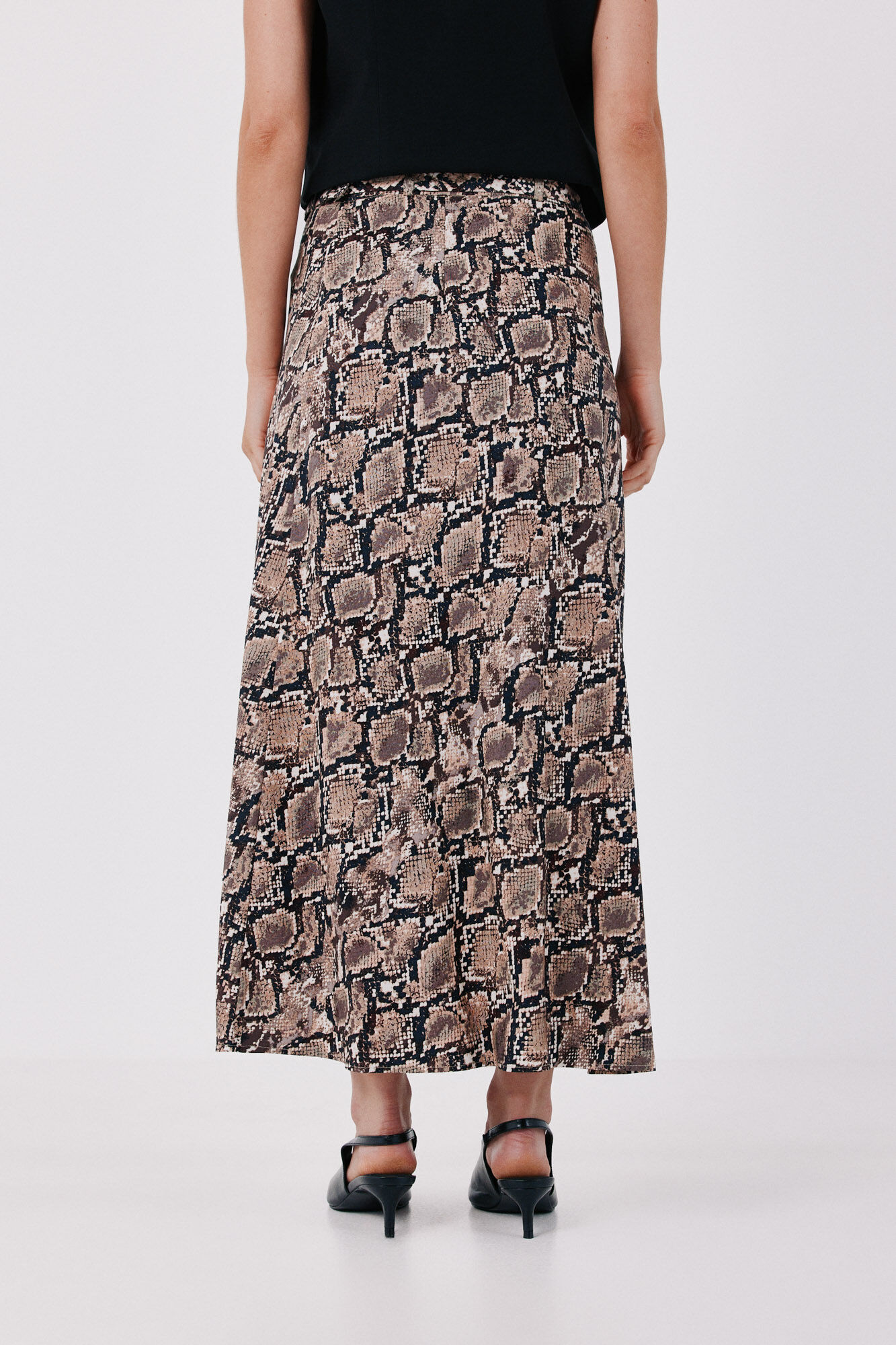 Cortefiel Midi skirt with belt Printed white
