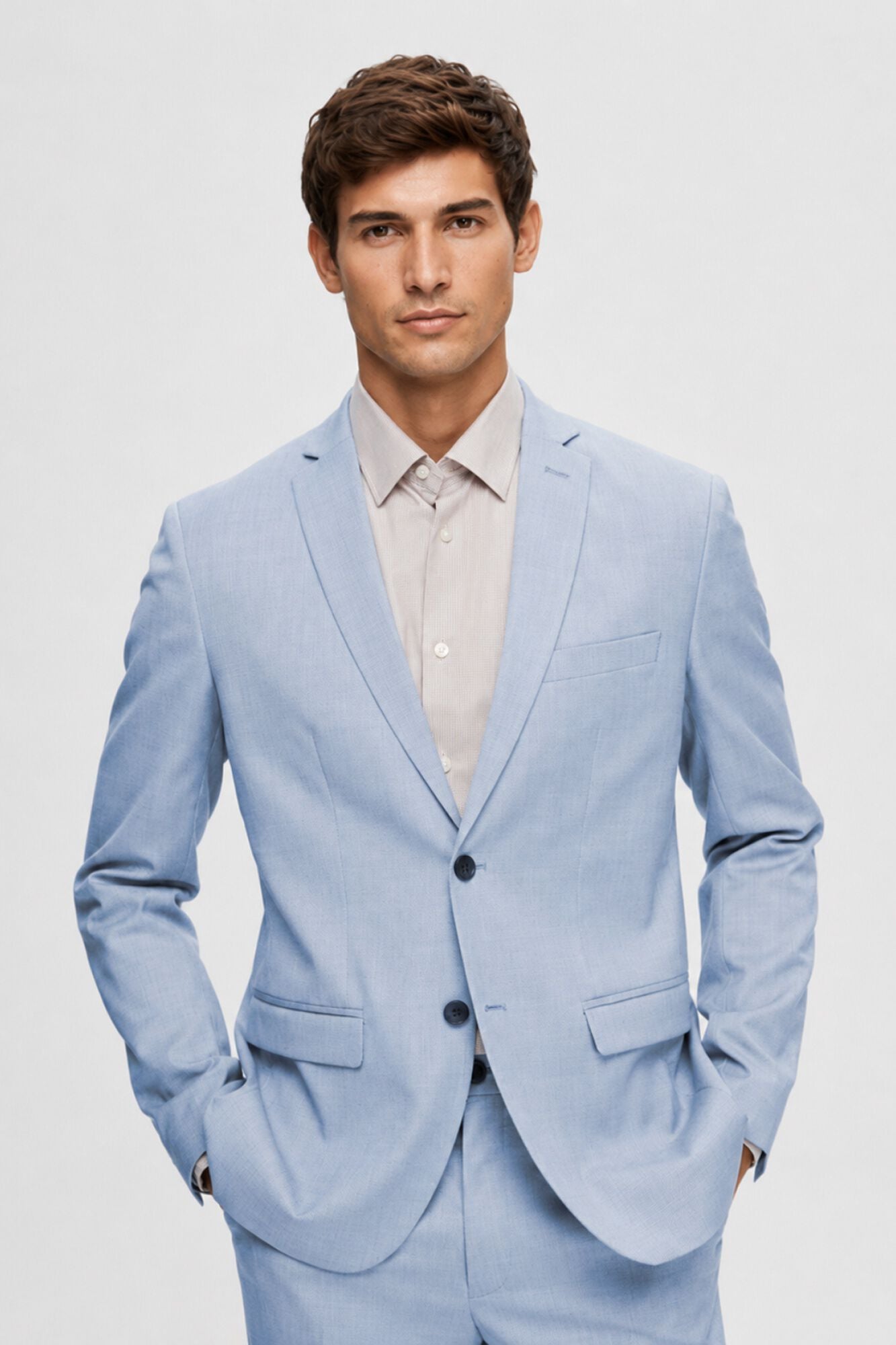 Selected Blazer de fato Slim Fit confecionado com materiais reciclados. Azul