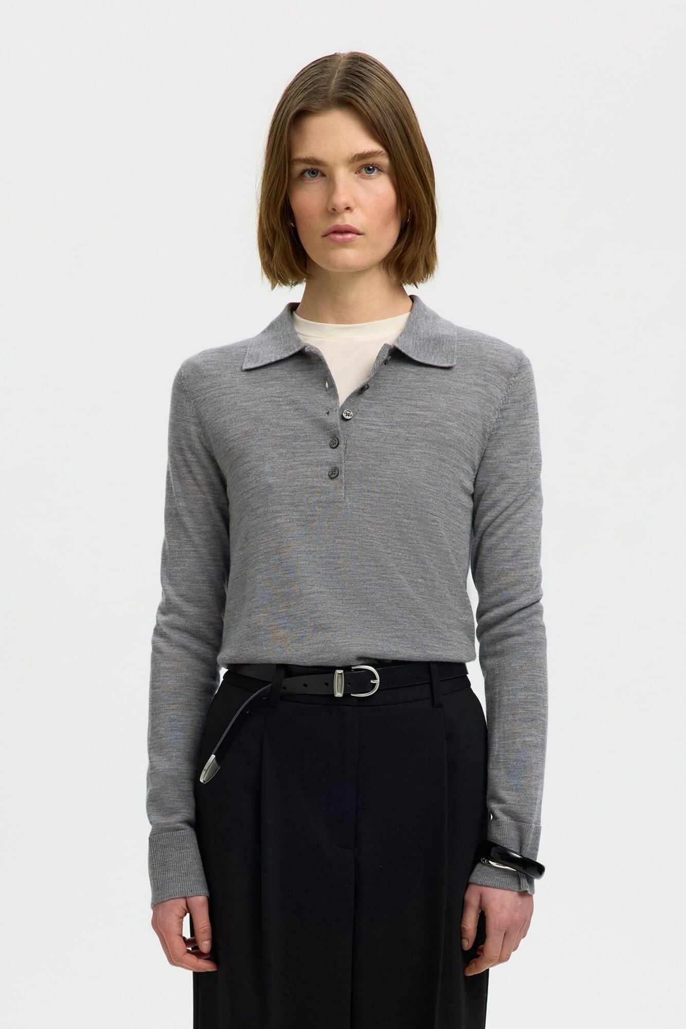 Selected 100% merino wool polo shirt