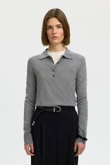 Selected 100% merino wool polo shirt Grey