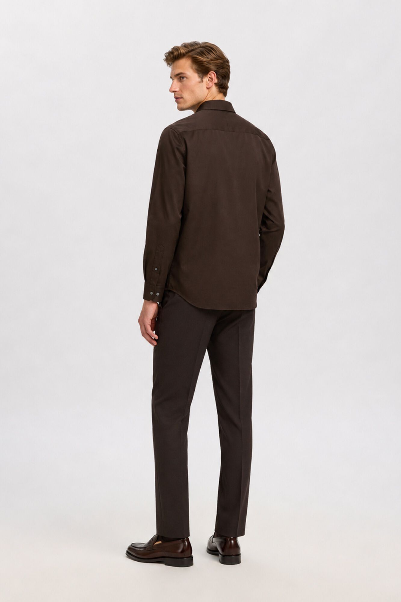 Selected Camisa de vestir slim fit Castanho