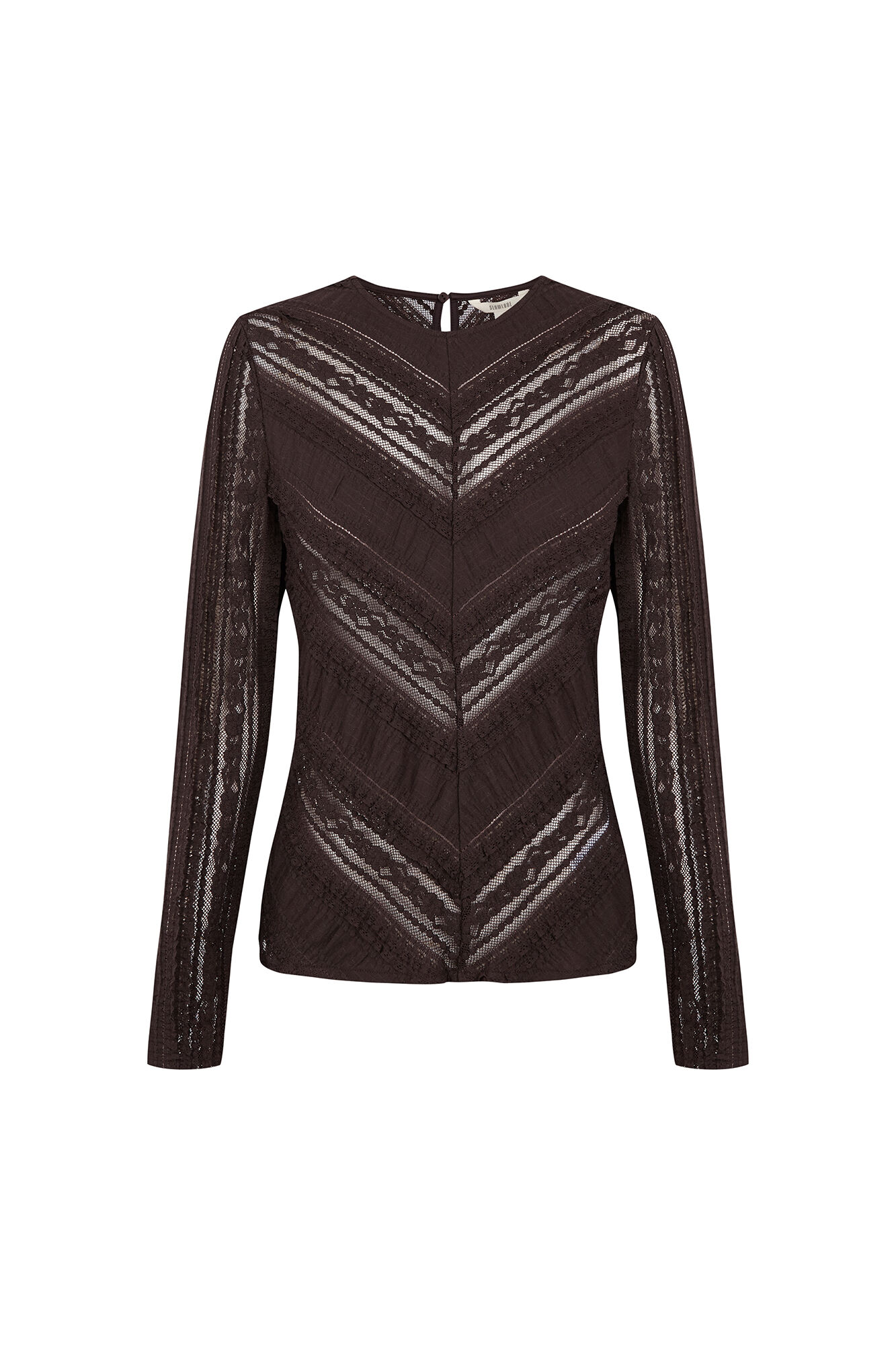 Slowlove Top encaje combinado Marr&oacute;n oscuro