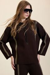 Meisie Camisola com riscas de lurex Castanho