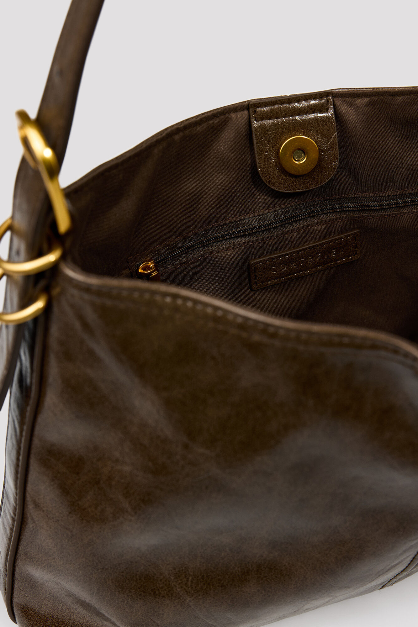 Cortefiel Bolso shopper hebillas Marr&oacute;n