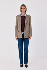 Cortefiel Checked fabric women's blazer Beige