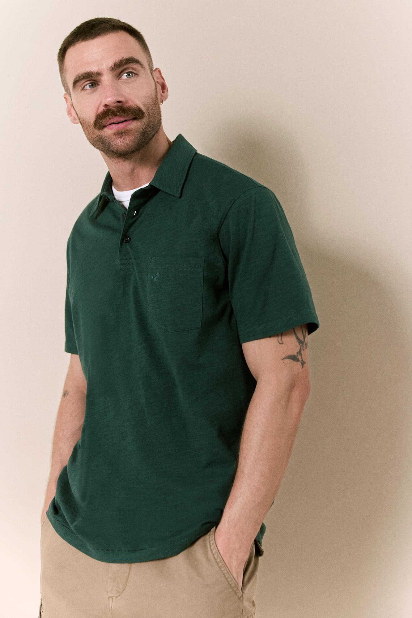 OOTO Embroidered washed polo shirt