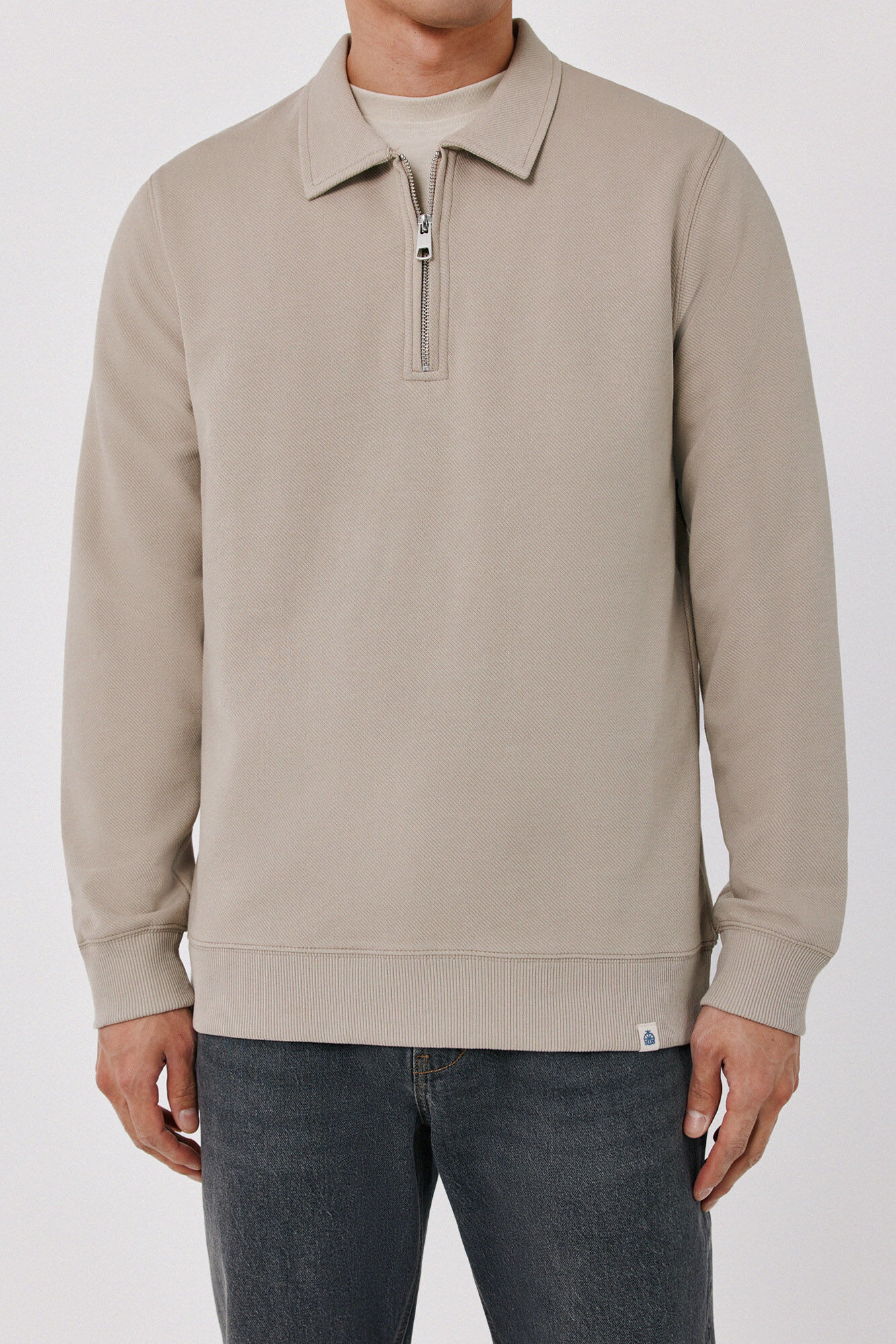 Cortefiel Zip neck sweatshirt Beige