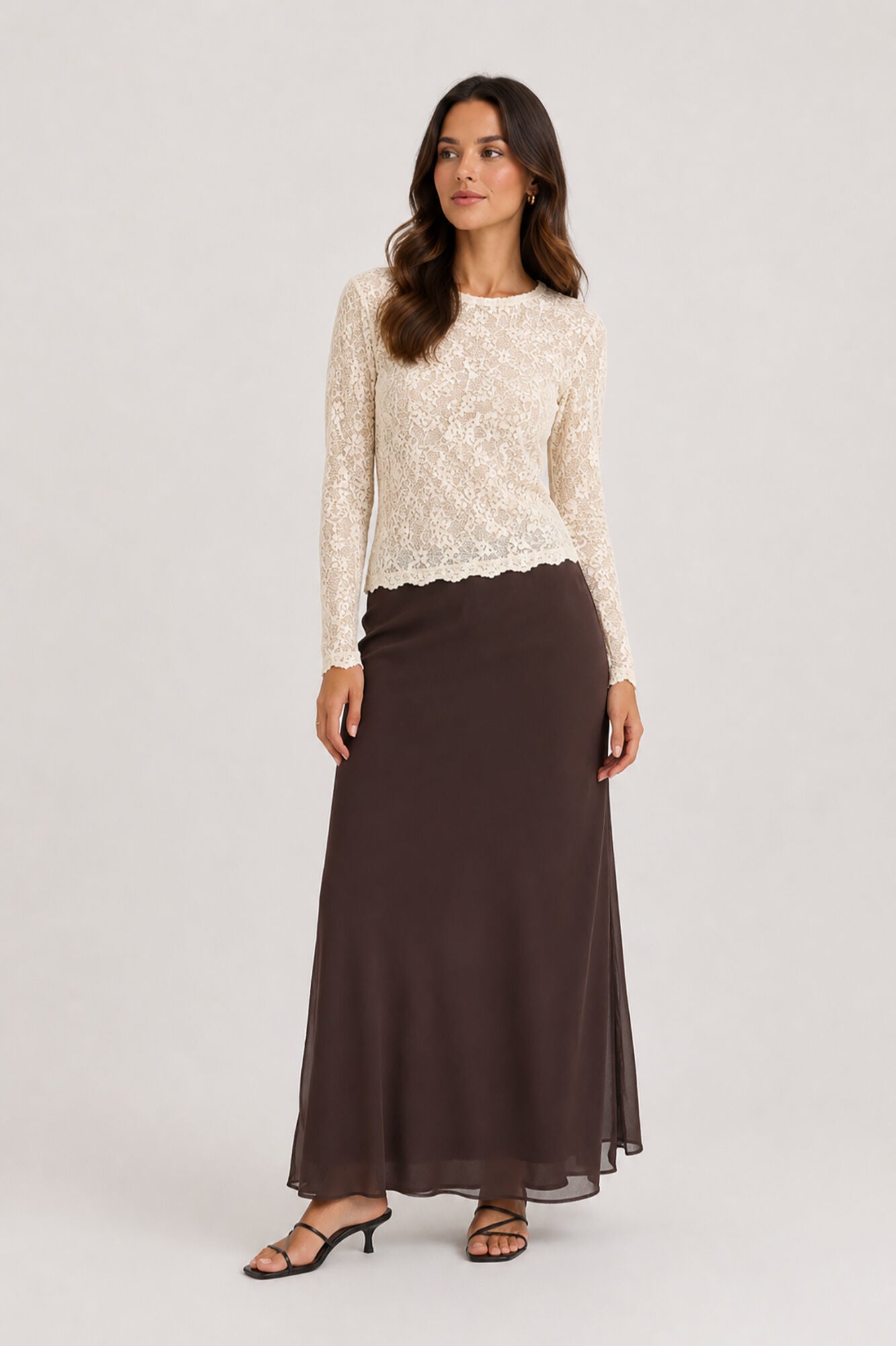 Vila Satin-finish midi skirt