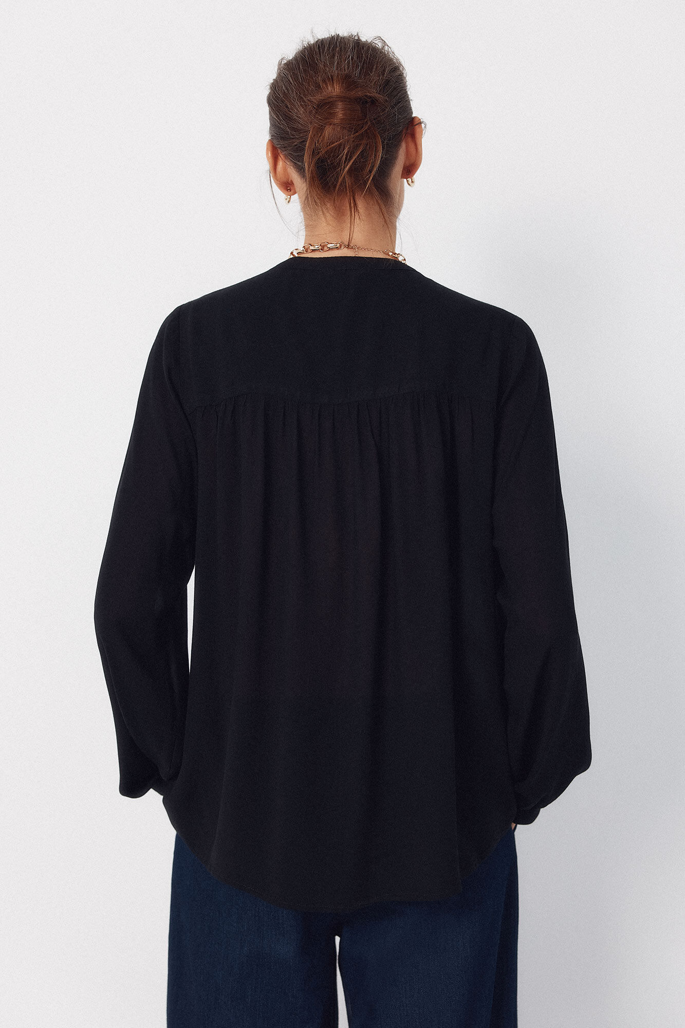 Cortefiel Round neck blouse Black