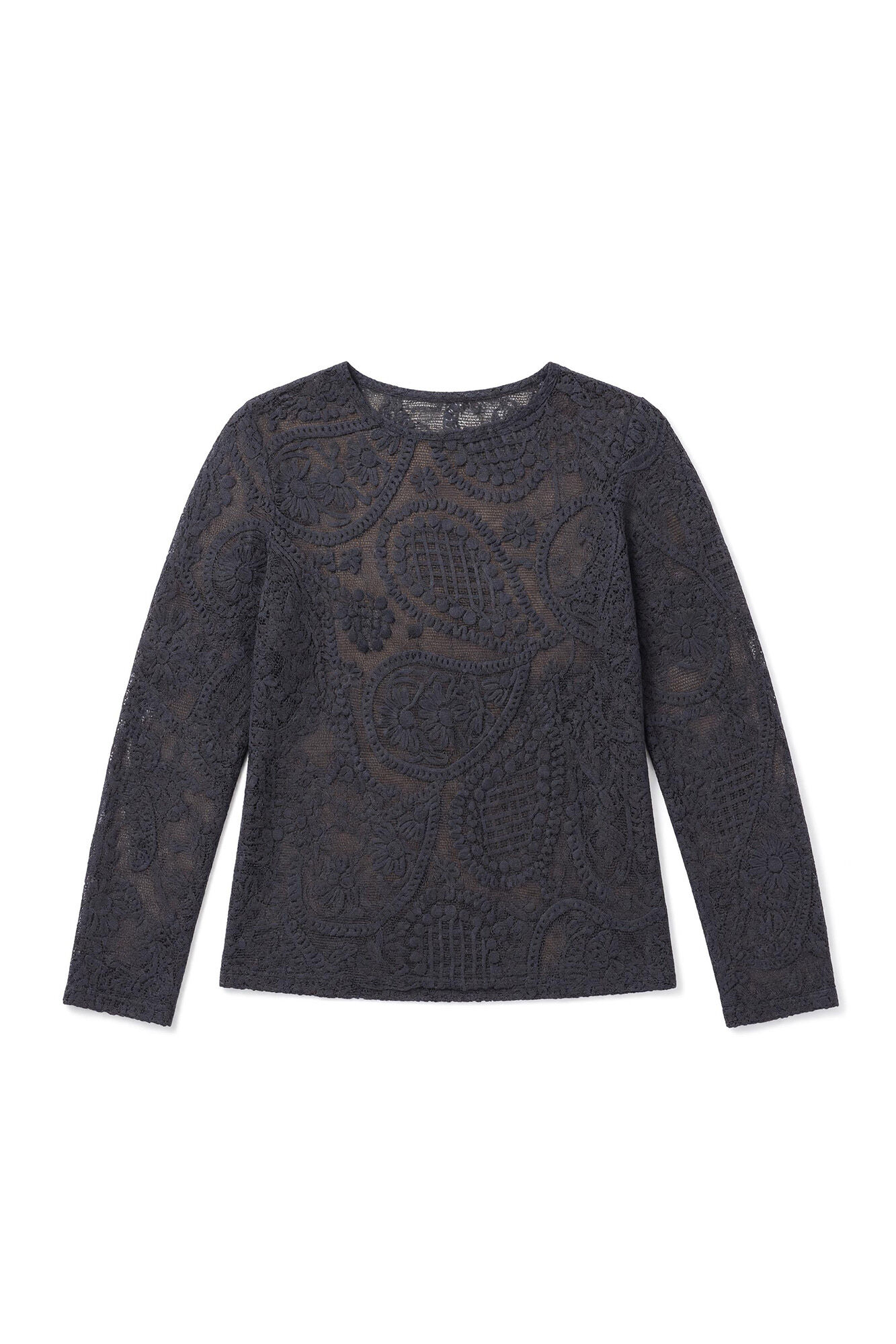 Slowlove Floral crochet top Dark grey