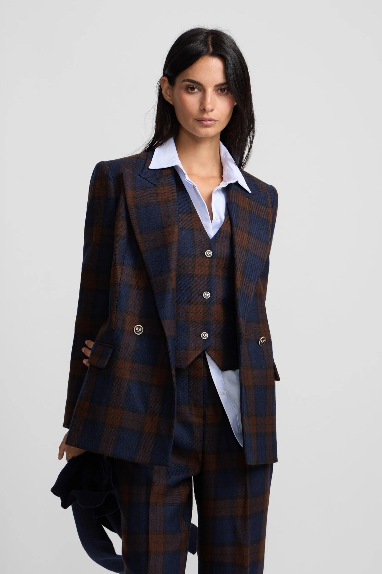 Silbon Blazer cruzado aos quadrados Azul