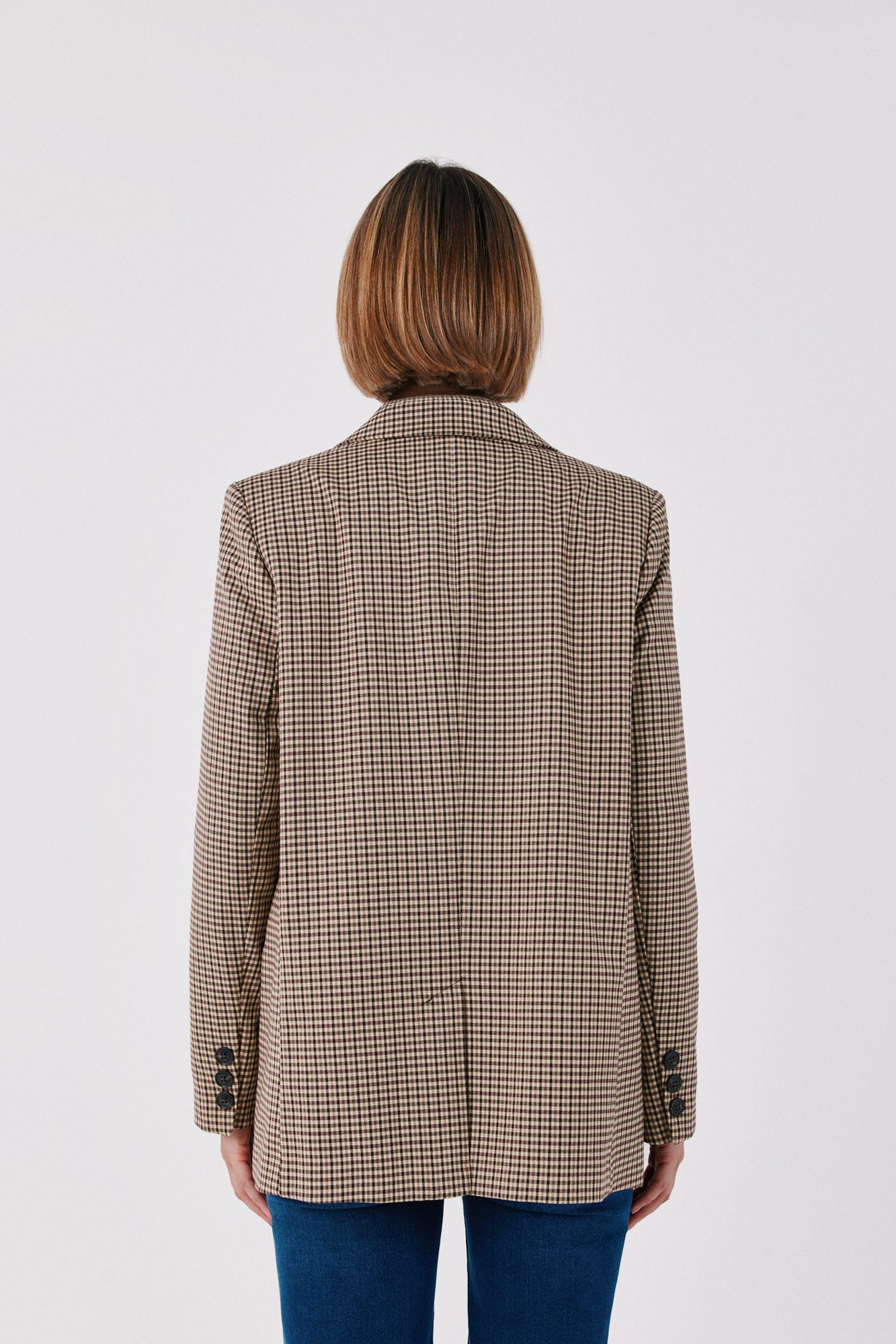 Cortefiel Checked fabric women's blazer Beige