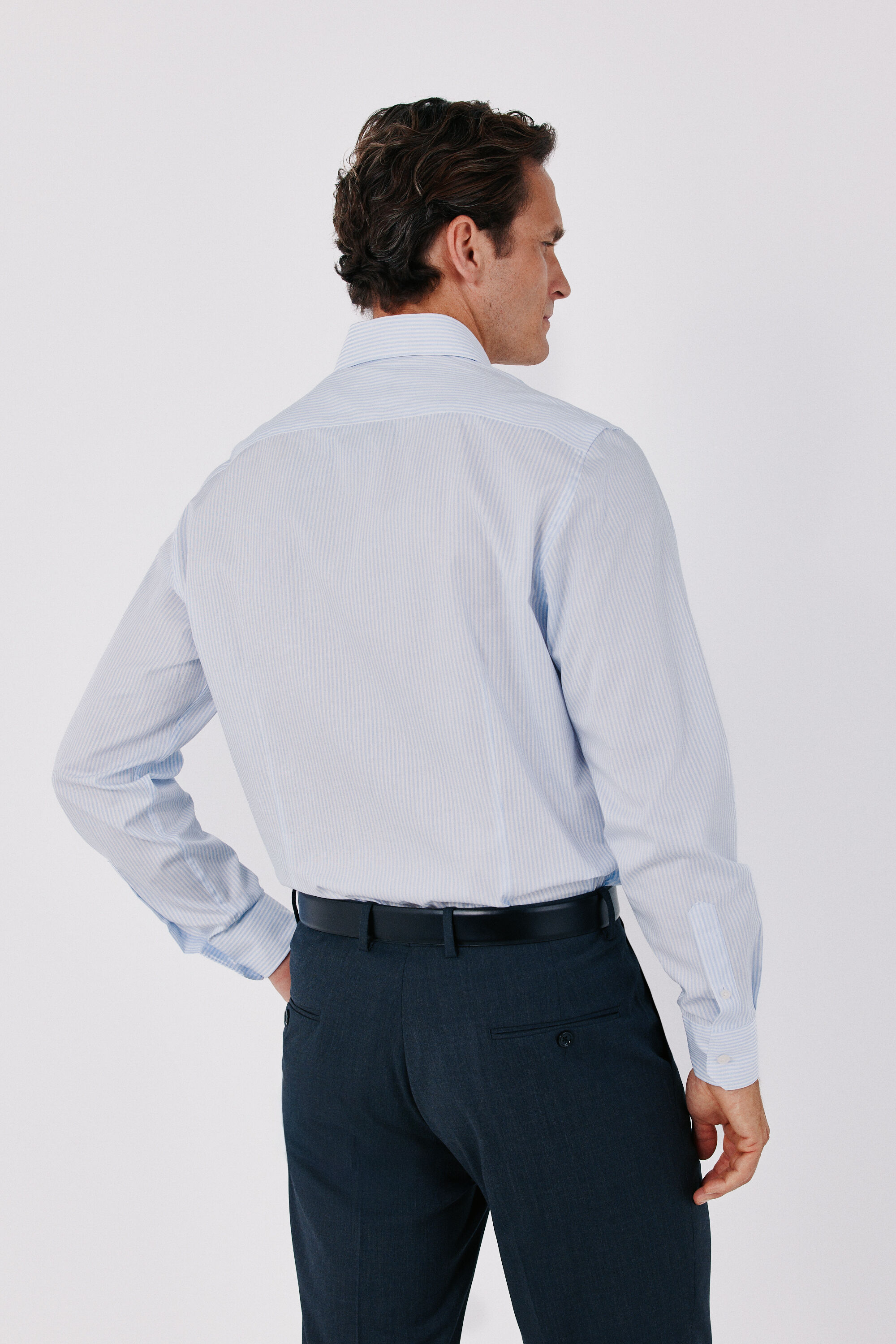 Cortefiel Striped slim fit easy iron dress shirt Blue