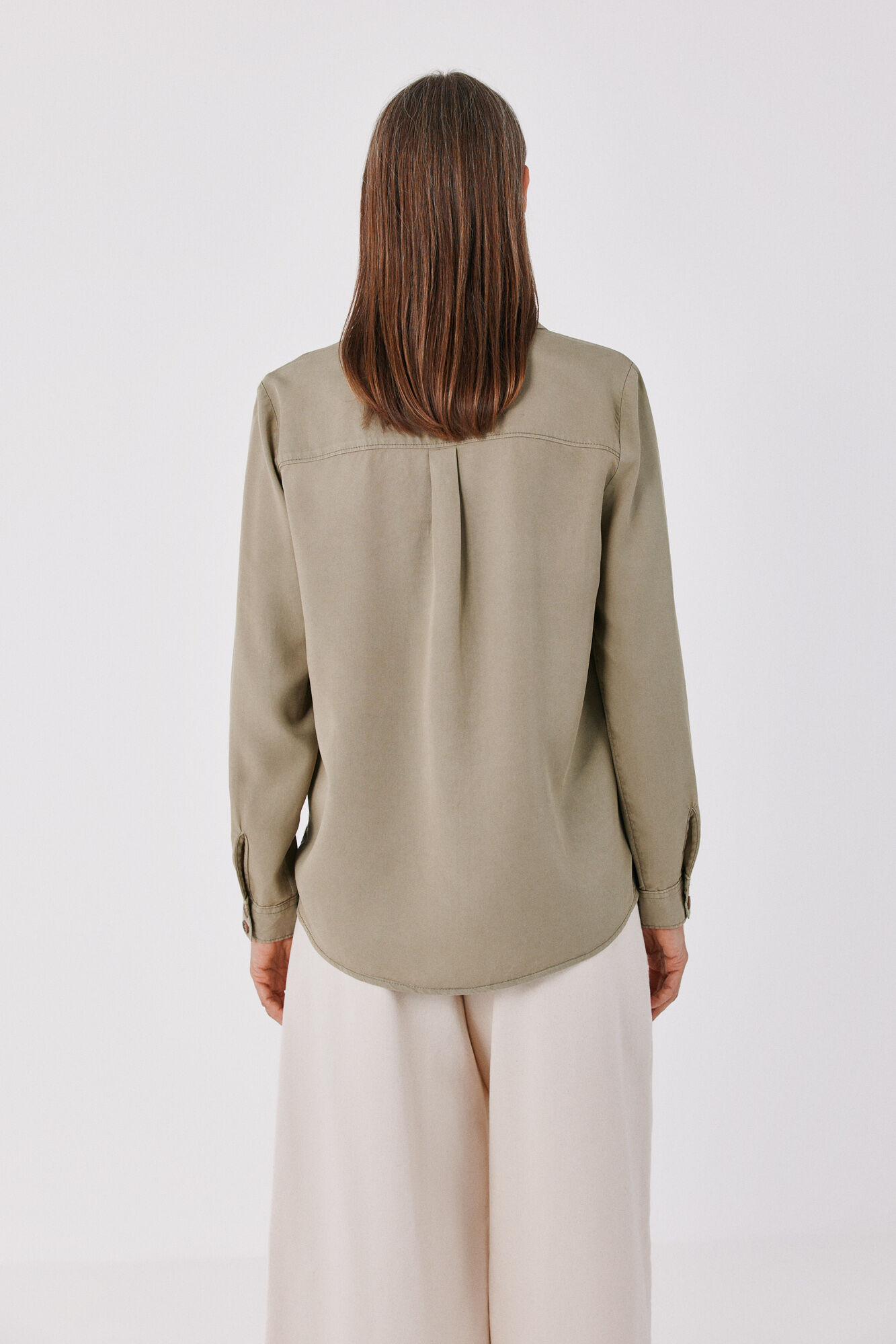 Cortefiel Camisa de ganga Tencel Verde