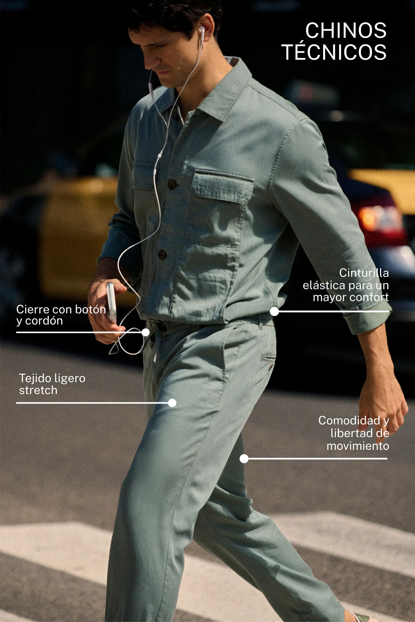 Cortefiel Lightweight slim technical chinos Beige