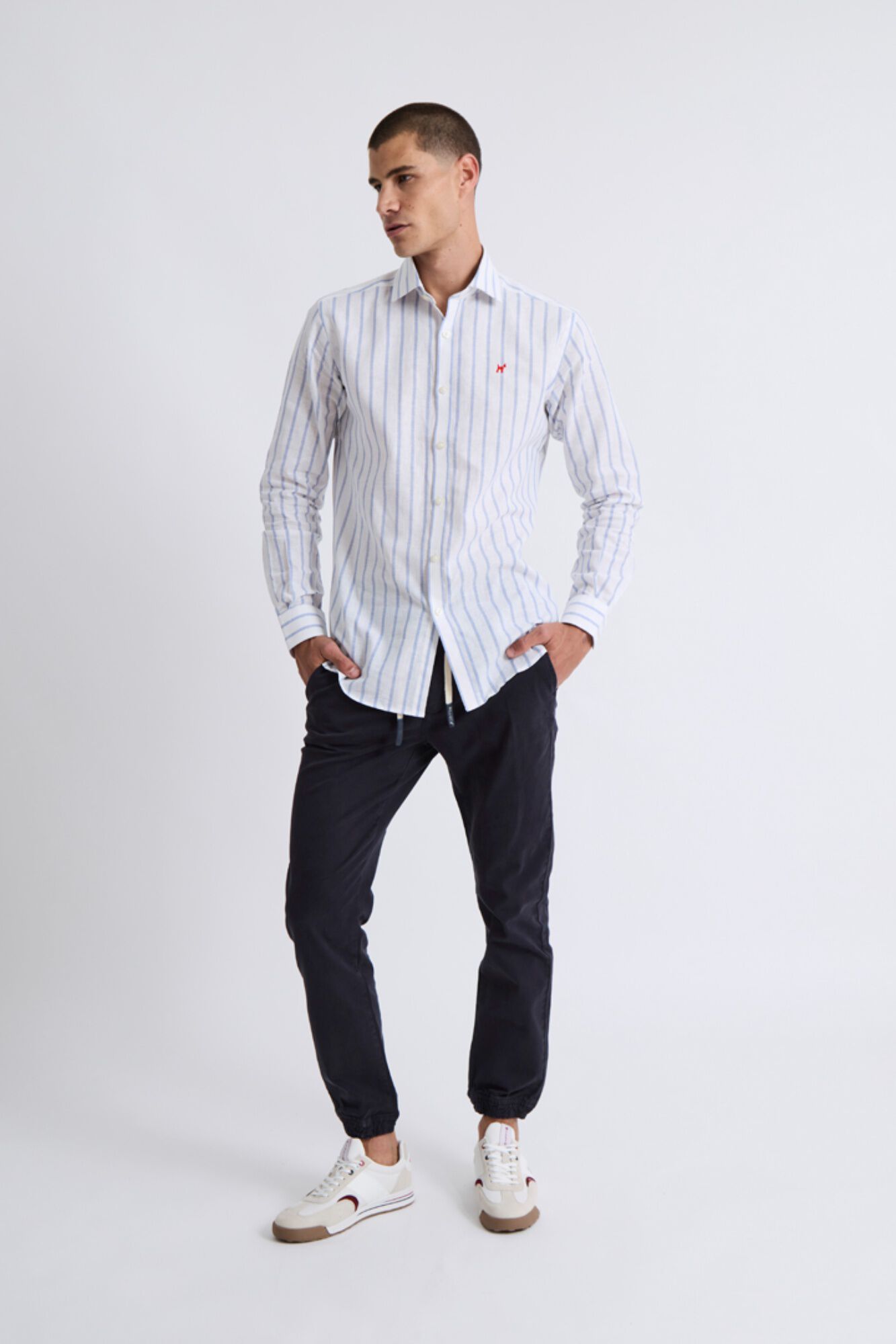 Williot Camisa de linho com riscas n&aacute;uticas