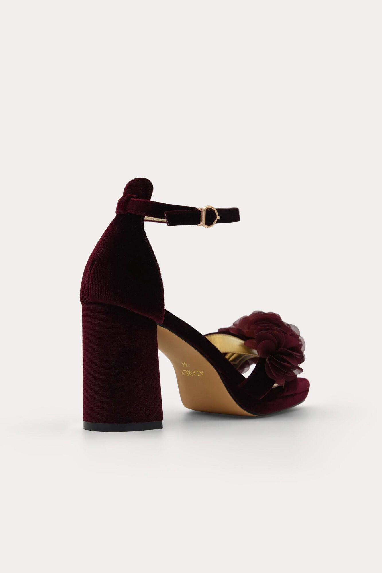 Azarey Velvet flower embellishment sandal Maroon