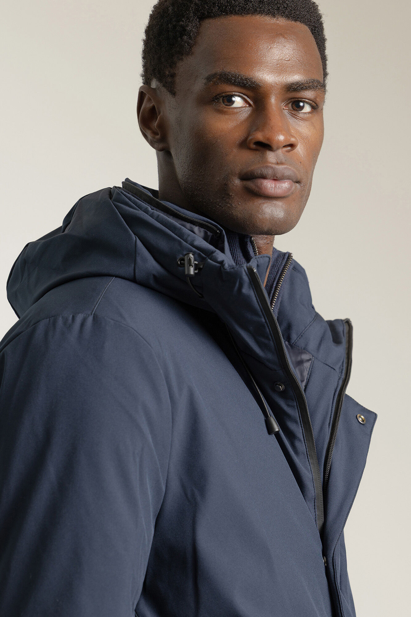PuroEGO Technical parka with sand hood Navy