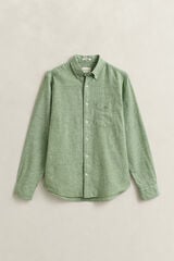 Gant Camisa Regular Fit em algod&atilde;o e linho Verde