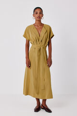 Cortefiel Wrap tencel dress Yellow